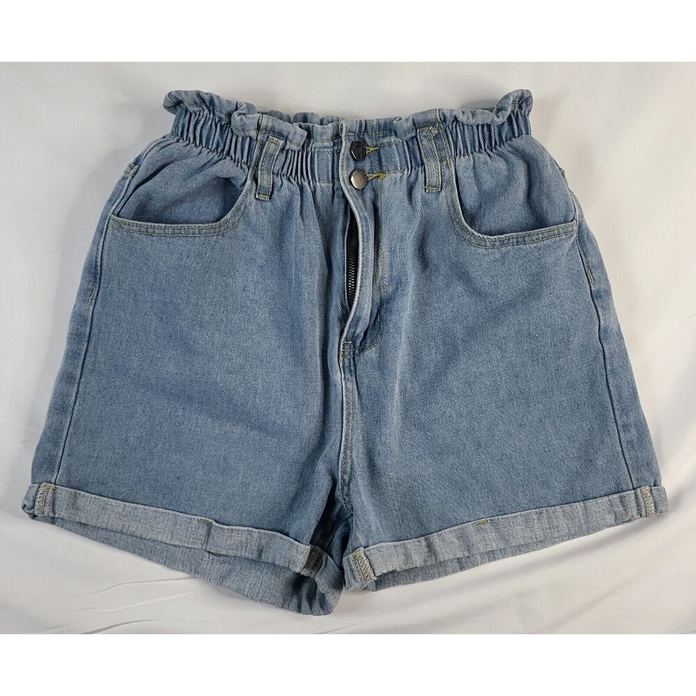 Vintage 80's/90's Style Plaid & Plain Womens Shorts Jeans Med. Elastic Waist NWT